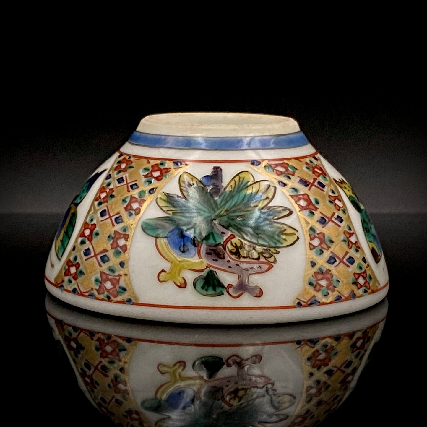 Nitten Special Selection and Hokuka Award Winner, Nitten Councillor, Seiko Kitade - Iroe Kinsai Kachomon Sake Cup - Contemporary Kutani Ware's Pinnacle of Saidei Iroe Craft - One of a Kind #234