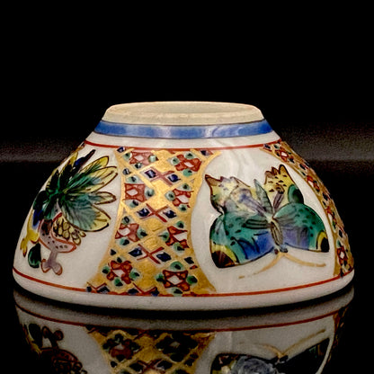 Nitten Special Selection and Hokuka Award Winner, Nitten Councillor, Seiko Kitade - Iroe Kinsai Kachomon Sake Cup - Contemporary Kutani Ware's Pinnacle of Saidei Iroe Craft - One of a Kind #234