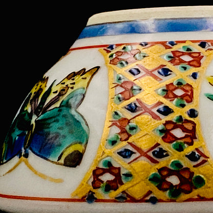 Nitten Special Selection and Hokuka Award Winner, Nitten Councillor, Seiko Kitade - Iroe Kinsai Kachomon Sake Cup - Contemporary Kutani Ware's Pinnacle of Saidei Iroe Craft - One of a Kind #234