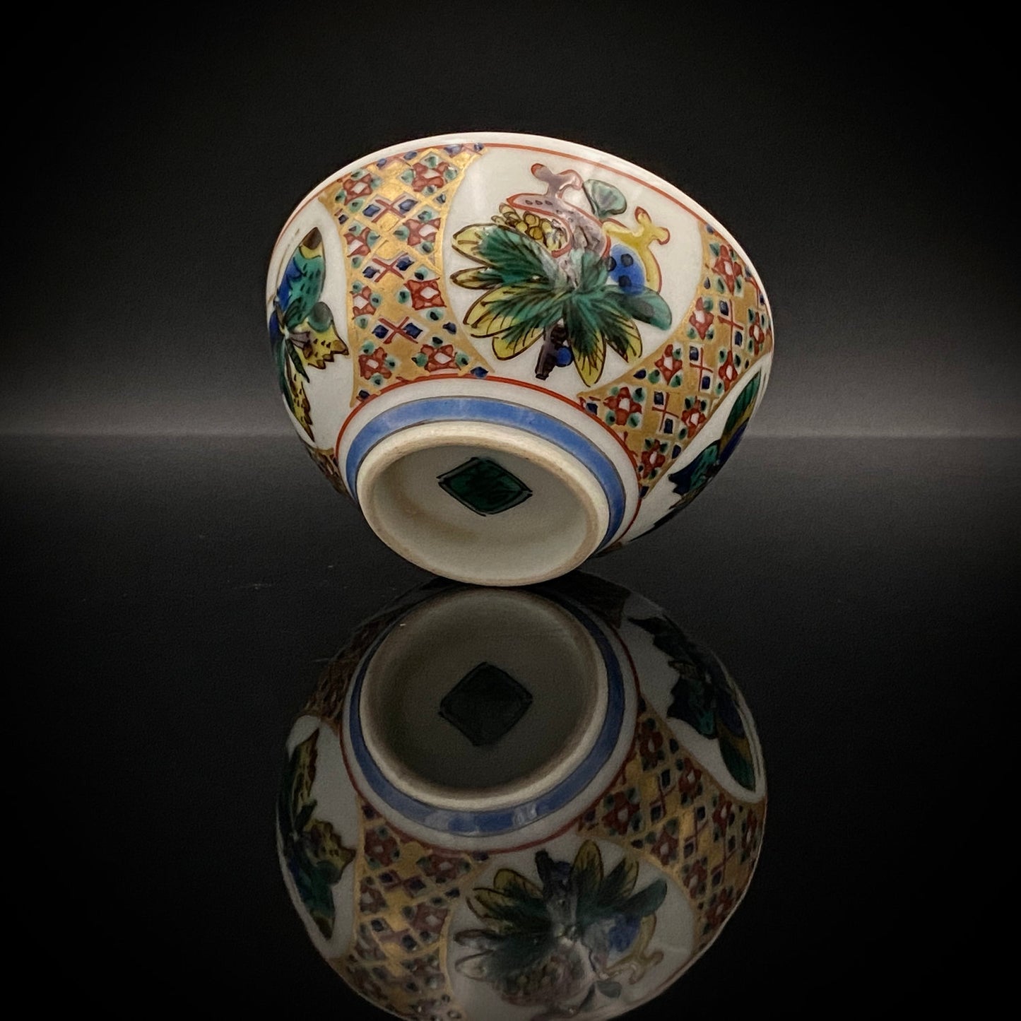Nitten Special Selection and Hokuka Award Winner, Nitten Councillor, Seiko Kitade - Iroe Kinsai Kachomon Sake Cup - Contemporary Kutani Ware's Pinnacle of Saidei Iroe Craft - One of a Kind #234