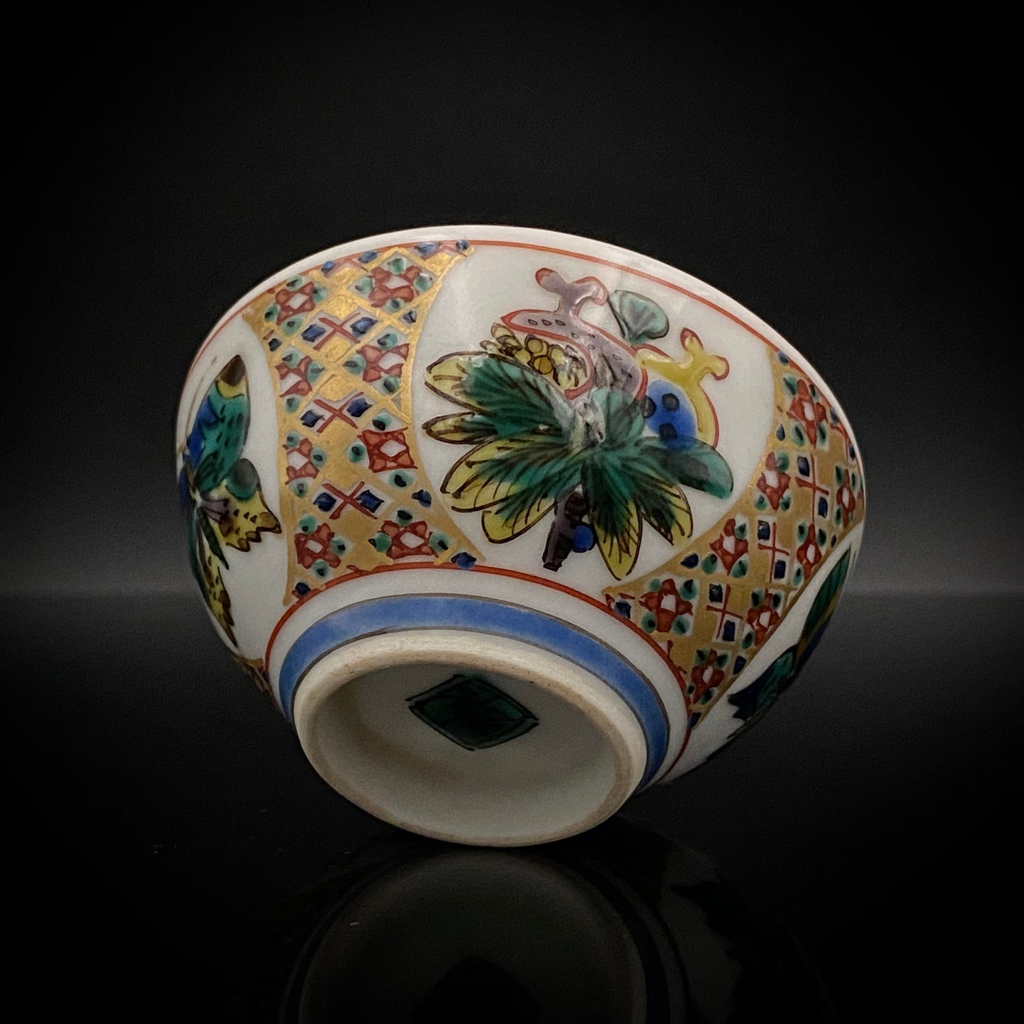 Nitten Special Selection and Hokuka Award Winner, Nitten Councillor, Seiko Kitade - Iroe Kinsai Kachomon Sake Cup - Contemporary Kutani Ware's Pinnacle of Saidei Iroe Craft - One of a Kind #234