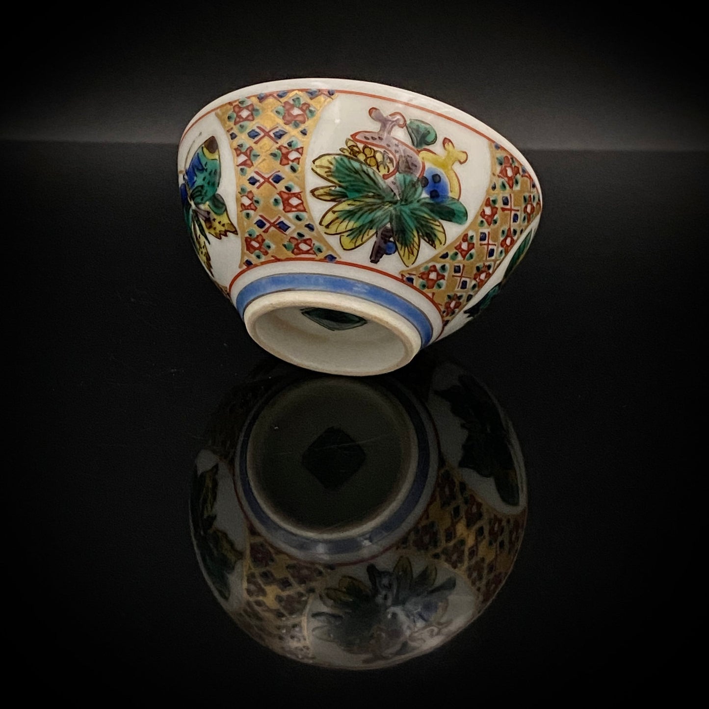 Nitten Special Selection and Hokuka Award Winner, Nitten Councillor, Seiko Kitade - Iroe Kinsai Kachomon Sake Cup - Contemporary Kutani Ware's Pinnacle of Saidei Iroe Craft - One of a Kind #234