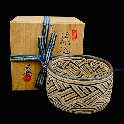 濑户市指定无形文化财产传承人 初代 水野双鹤 (Mizuno Sokaku) 作品 练込茶盌 洛克杯 #262