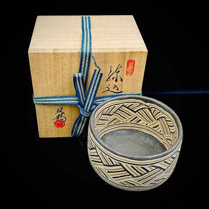 濑户市指定无形文化财产传承人 初代 水野双鹤 (Mizuno Sokaku) 作品 练込茶盌 洛克杯 #262