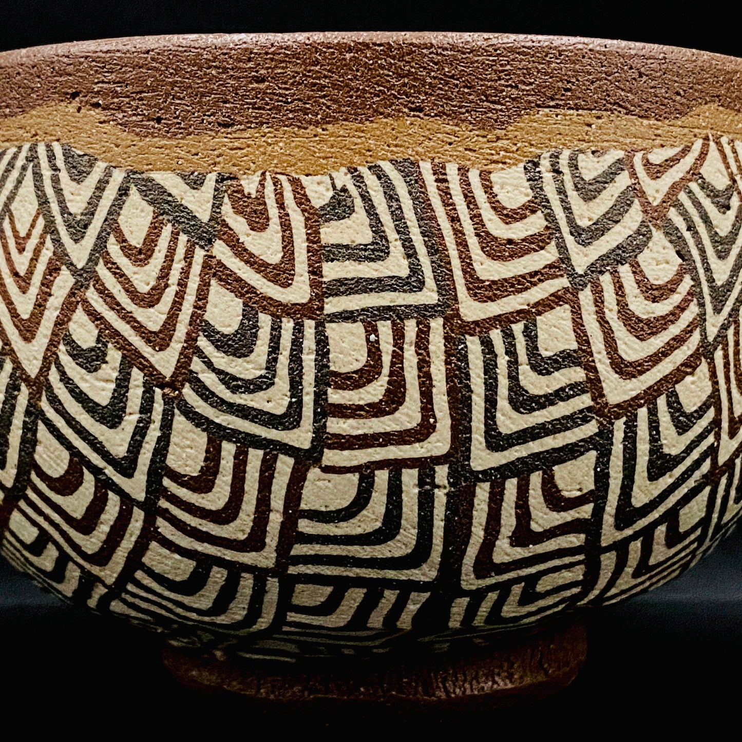 日本美展评议员 日本现代工艺美术家协会副理事长 加藤 釥（Kato Sho）作品 现代工艺最高峰作品 泥彩加饰 线刻镶嵌 茶碗 威士忌杯 #306