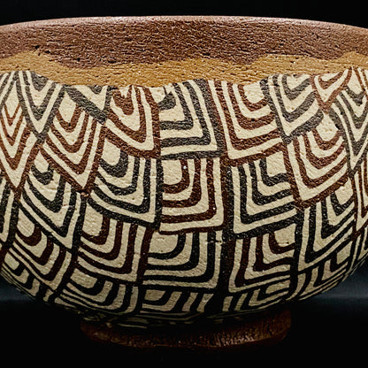 日本美展评议员 日本现代工艺美术家协会副理事长 加藤 釥（Kato Sho）作品 现代工艺最高峰作品 泥彩加饰 线刻镶嵌 茶碗 威士忌杯 #306