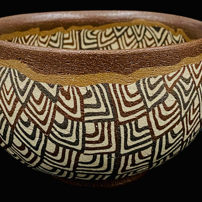 日本美展评议员 日本现代工艺美术家协会副理事长 加藤 釥（Kato Sho）作品 现代工艺最高峰作品 泥彩加饰 线刻镶嵌 茶碗 威士忌杯 #306