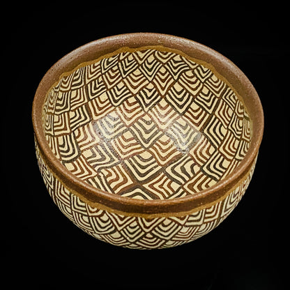 日本美展评议员 日本现代工艺美术家协会副理事长 加藤 釥（Kato Sho）作品 现代工艺最高峰作品 泥彩加饰 线刻镶嵌 茶碗 威士忌杯 #306