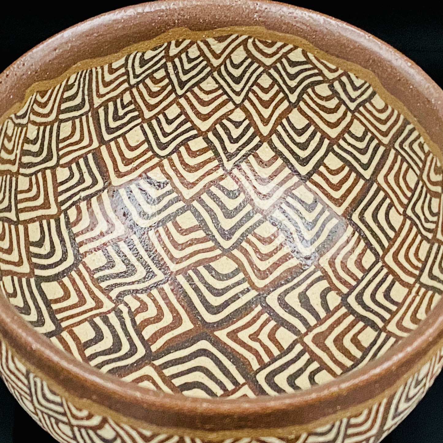 日本美展评议员 日本现代工艺美术家协会副理事长 加藤 釥（Kato Sho）作品 现代工艺最高峰作品 泥彩加饰 线刻镶嵌 茶碗 威士忌杯 #306