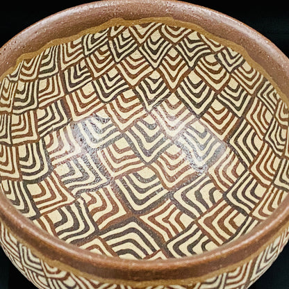 日本美展评议员 日本现代工艺美术家协会副理事长 加藤 釥（Kato Sho）作品 现代工艺最高峰作品 泥彩加饰 线刻镶嵌 茶碗 威士忌杯 #306