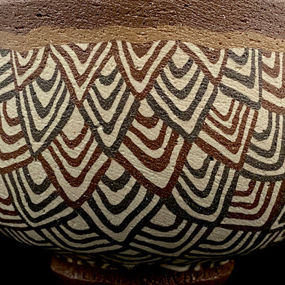 日本美展评议员 日本现代工艺美术家协会副理事长 加藤 釥（Kato Sho）作品 现代工艺最高峰作品 泥彩加饰 线刻镶嵌 茶碗 威士忌杯 #306