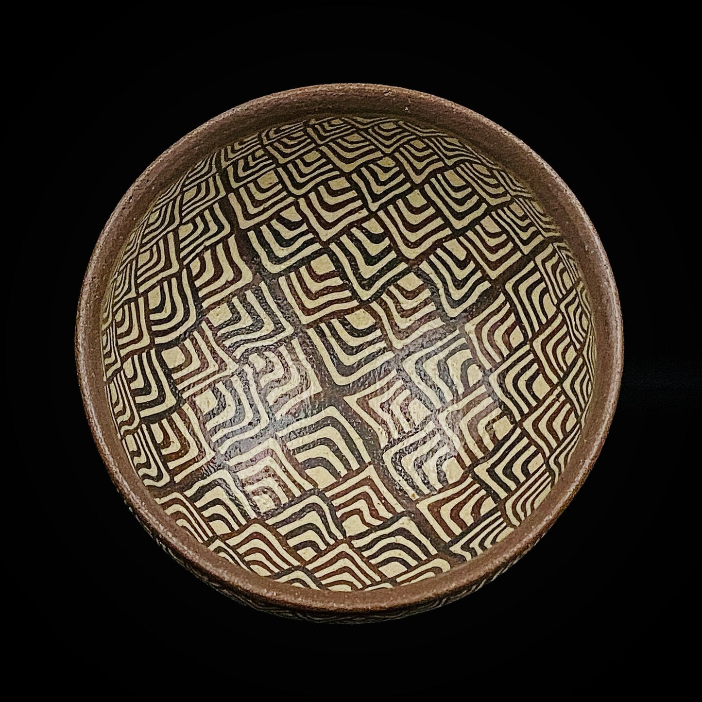 日本美展评议员 日本现代工艺美术家协会副理事长 加藤 釥（Kato Sho）作品 现代工艺最高峰作品 泥彩加饰 线刻镶嵌 茶碗 威士忌杯 #306