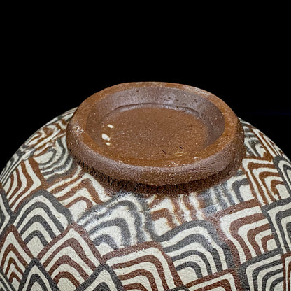 日本美展评议员 日本现代工艺美术家协会副理事长 加藤 釥（Kato Sho）作品 现代工艺最高峰作品 泥彩加饰 线刻镶嵌 茶碗 威士忌杯 #306