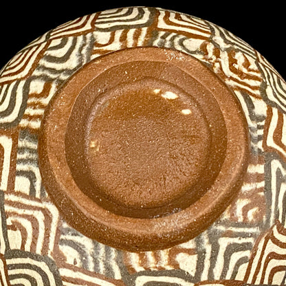 日本美展评议员 日本现代工艺美术家协会副理事长 加藤 釥（Kato Sho）作品 现代工艺最高峰作品 泥彩加饰 线刻镶嵌 茶碗 威士忌杯 #306
