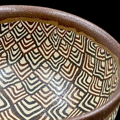 日本美展评议员 日本现代工艺美术家协会副理事长 加藤 釥（Kato Sho）作品 现代工艺最高峰作品 泥彩加饰 线刻镶嵌 茶碗 威士忌杯 #306