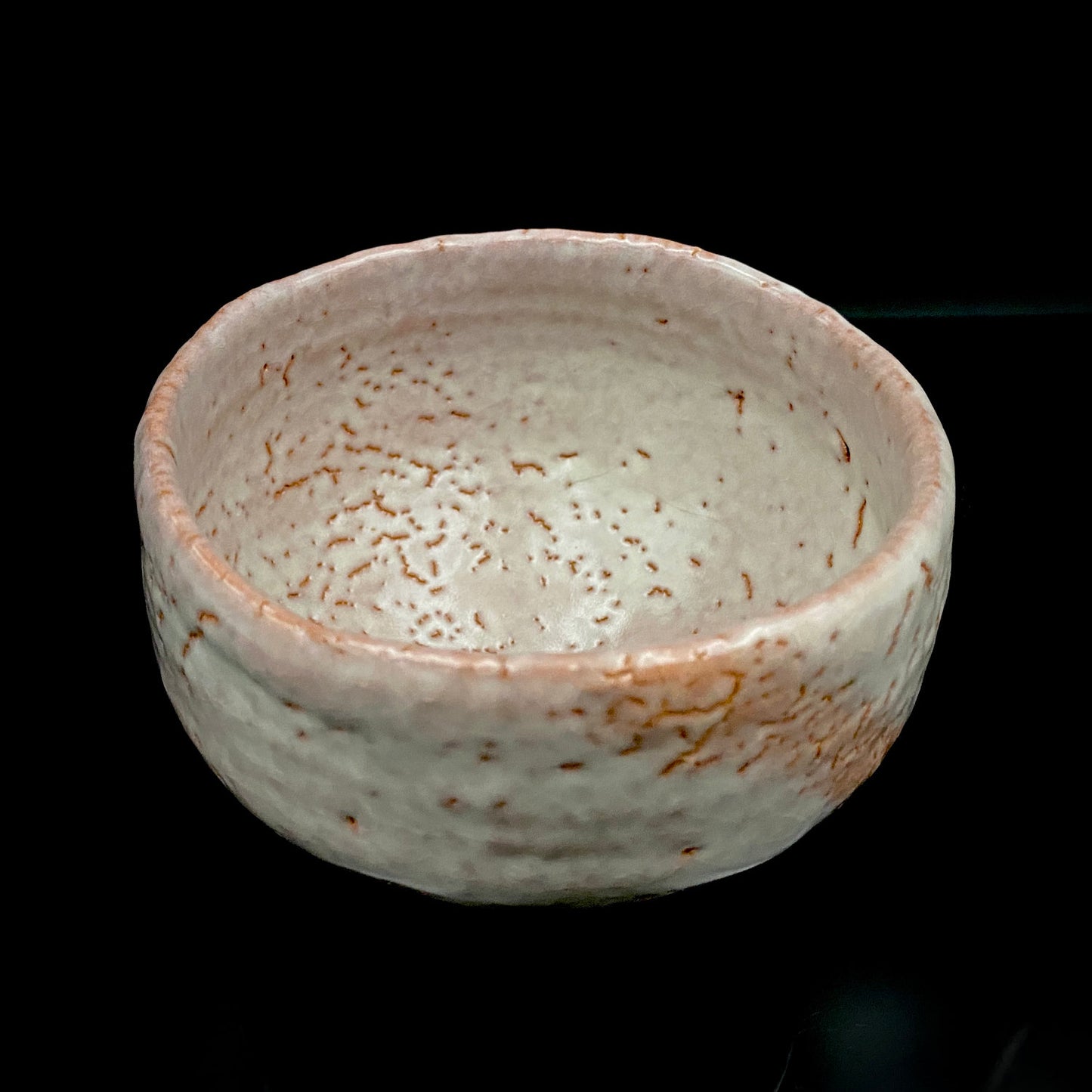 Purchased by Former Prime Ministers of Japan: Master Isshin Morishima, Hagi Ware Katamigawari Tea Bowl with Loquat-Toned Base and Shirahagi Glaze, Whisky Rock Glass-Style Sake Vessel #300