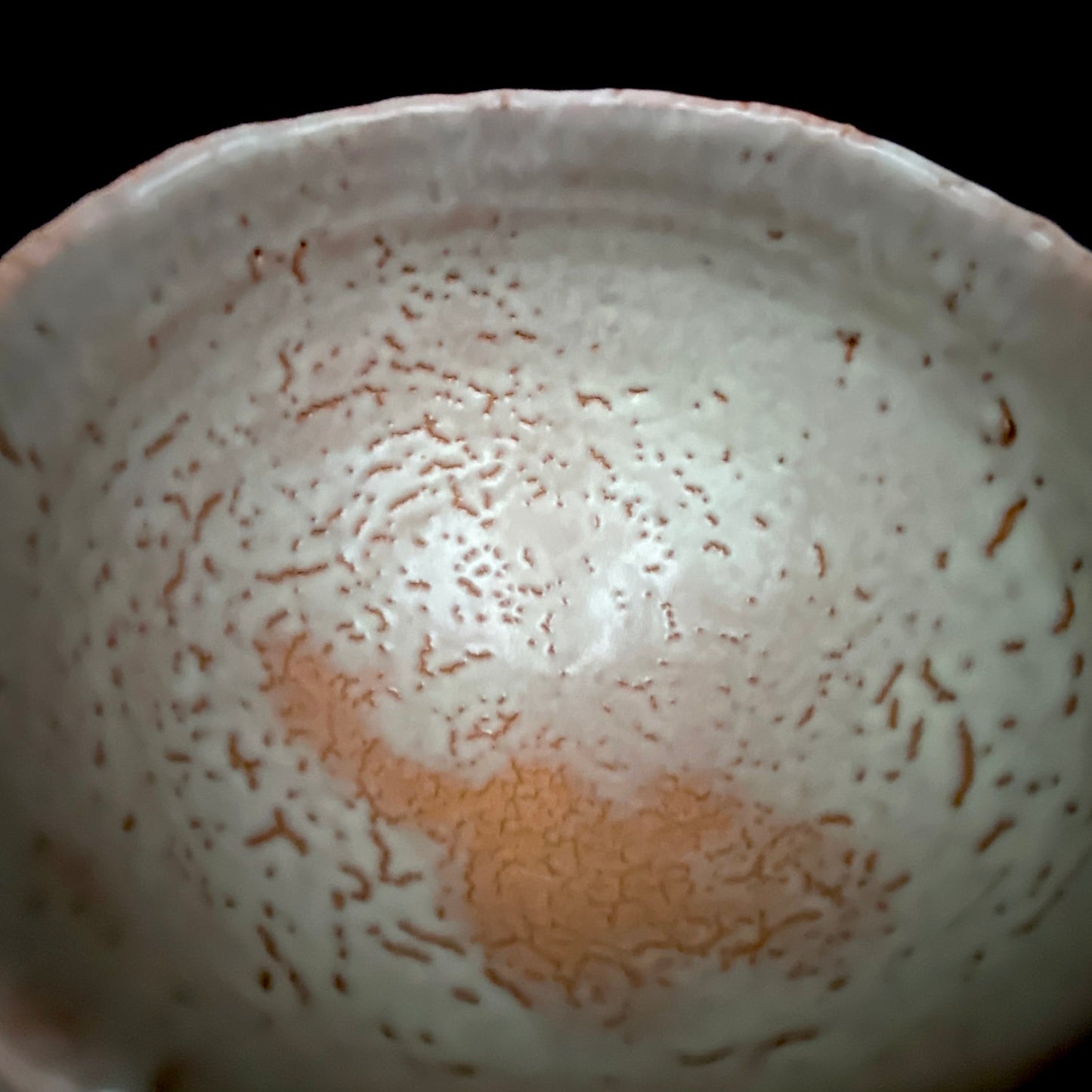 Purchased by Former Prime Ministers of Japan: Master Isshin Morishima, Hagi Ware Katamigawari Tea Bowl with Loquat-Toned Base and Shirahagi Glaze, Whisky Rock Glass-Style Sake Vessel #300