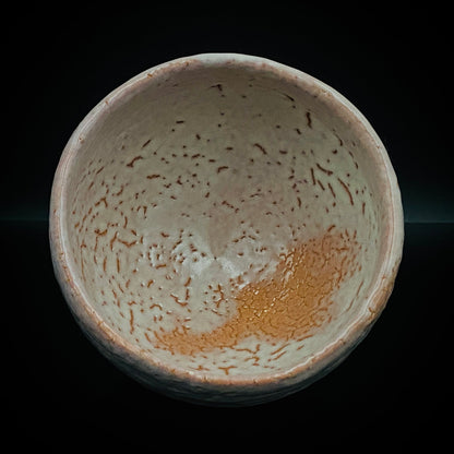Purchased by Former Prime Ministers of Japan: Master Isshin Morishima, Hagi Ware Katamigawari Tea Bowl with Loquat-Toned Base and Shirahagi Glaze, Whisky Rock Glass-Style Sake Vessel #300