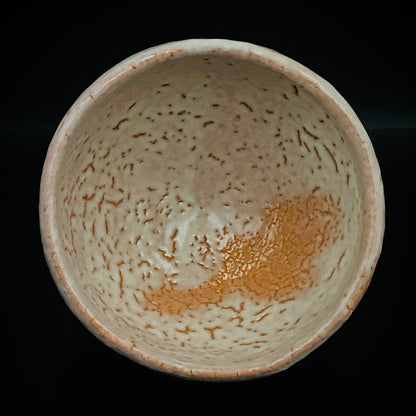Purchased by Former Prime Ministers of Japan: Master Isshin Morishima, Hagi Ware Katamigawari Tea Bowl with Loquat-Toned Base and Shirahagi Glaze, Whisky Rock Glass-Style Sake Vessel #300