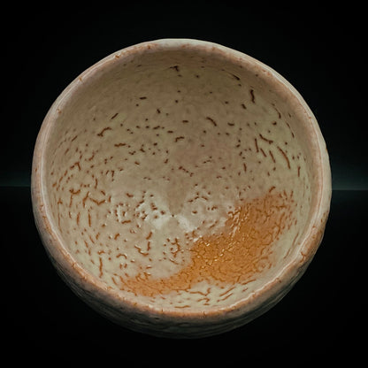 Purchased by Former Prime Ministers of Japan: Master Isshin Morishima, Hagi Ware Katamigawari Tea Bowl with Loquat-Toned Base and Shirahagi Glaze, Whisky Rock Glass-Style Sake Vessel #300