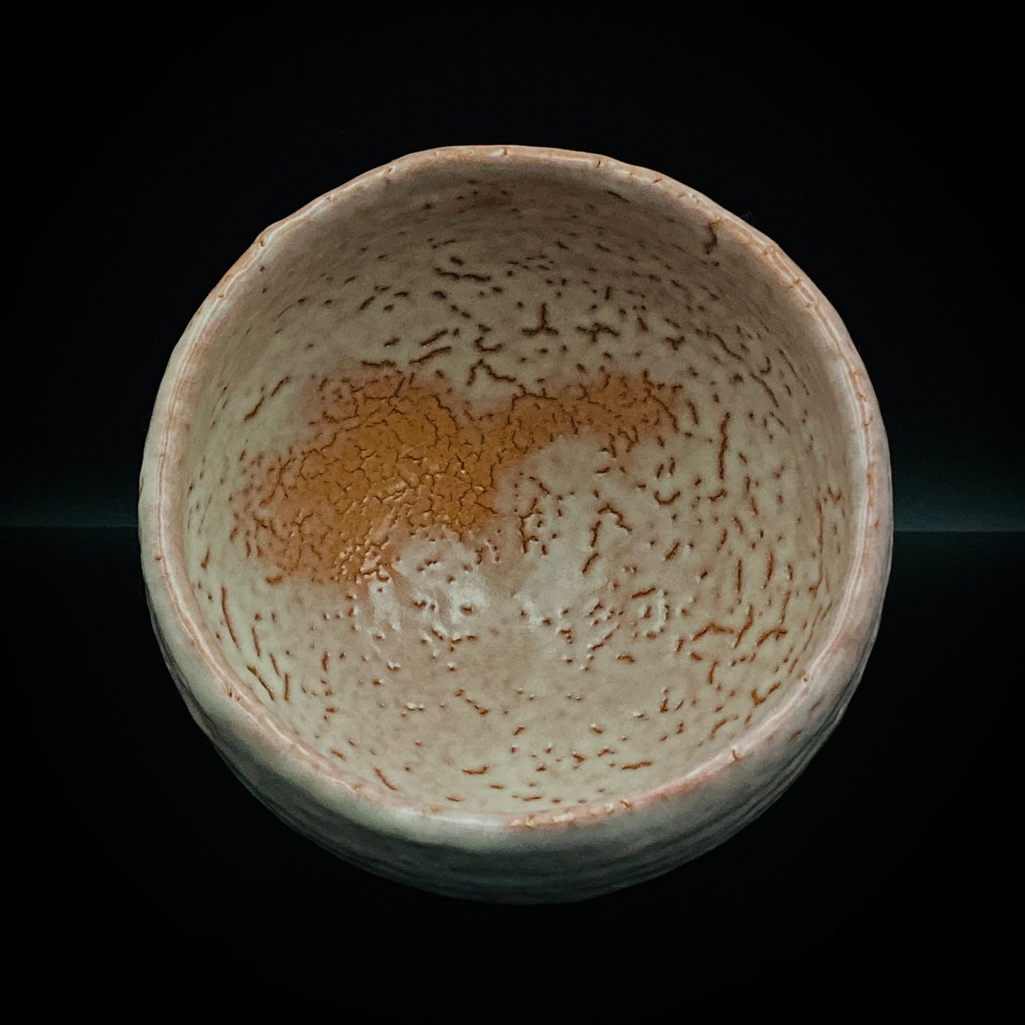 Purchased by Former Prime Ministers of Japan: Master Isshin Morishima, Hagi Ware Katamigawari Tea Bowl with Loquat-Toned Base and Shirahagi Glaze, Whisky Rock Glass-Style Sake Vessel #300