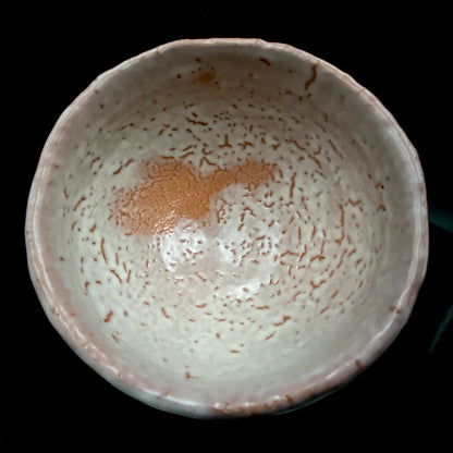 Purchased by Former Prime Ministers of Japan: Master Isshin Morishima, Hagi Ware Katamigawari Tea Bowl with Loquat-Toned Base and Shirahagi Glaze, Whisky Rock Glass-Style Sake Vessel #300