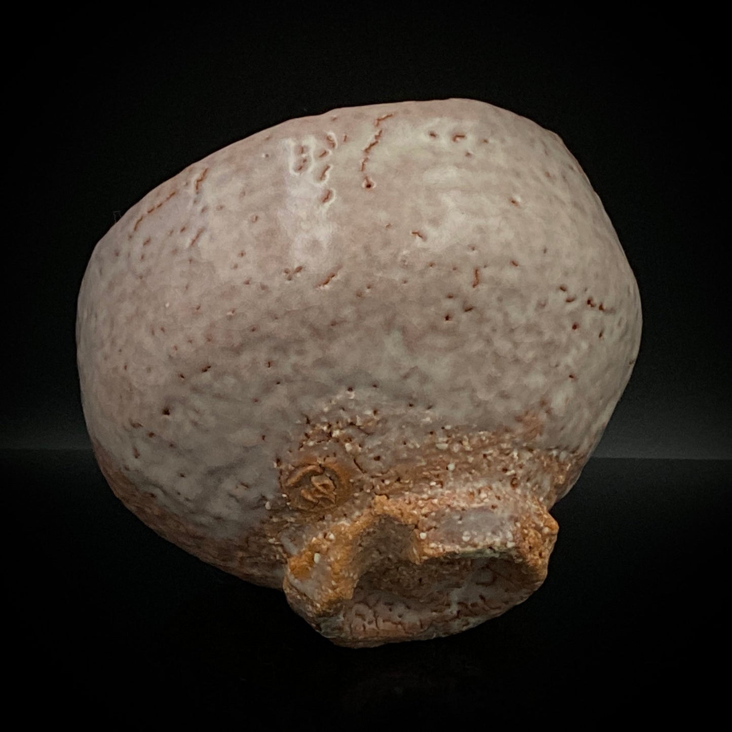 Purchased by Former Prime Ministers of Japan: Master Isshin Morishima, Hagi Ware Katamigawari Tea Bowl with Loquat-Toned Base and Shirahagi Glaze, Whisky Rock Glass-Style Sake Vessel #300