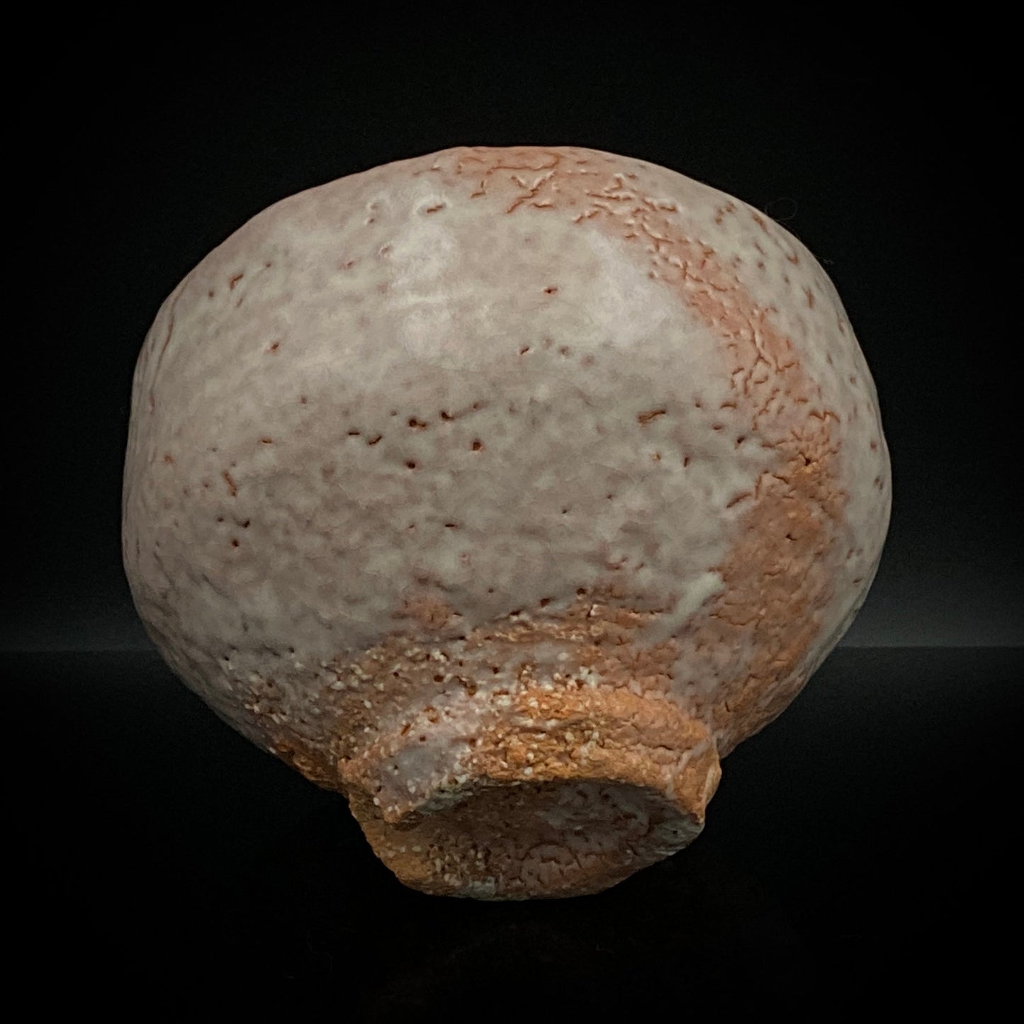 Purchased by Former Prime Ministers of Japan: Master Isshin Morishima, Hagi Ware Katamigawari Tea Bowl with Loquat-Toned Base and Shirahagi Glaze, Whisky Rock Glass-Style Sake Vessel #300