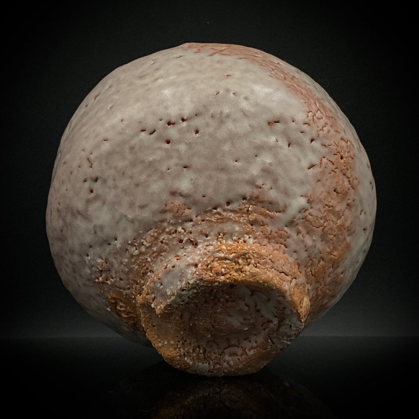 Purchased by Former Prime Ministers of Japan: Master Isshin Morishima, Hagi Ware Katamigawari Tea Bowl with Loquat-Toned Base and Shirahagi Glaze, Whisky Rock Glass-Style Sake Vessel #300