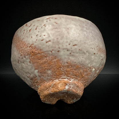 Purchased by Former Prime Ministers of Japan: Master Isshin Morishima, Hagi Ware Katamigawari Tea Bowl with Loquat-Toned Base and Shirahagi Glaze, Whisky Rock Glass-Style Sake Vessel #300
