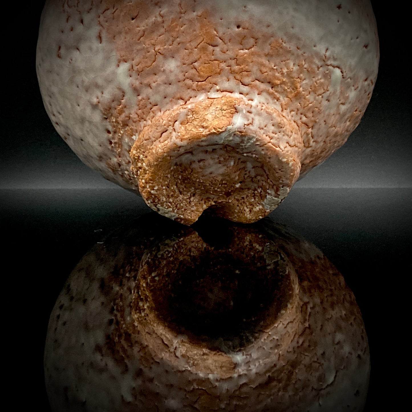 Purchased by Former Prime Ministers of Japan: Master Isshin Morishima, Hagi Ware Katamigawari Tea Bowl with Loquat-Toned Base and Shirahagi Glaze, Whisky Rock Glass-Style Sake Vessel #300