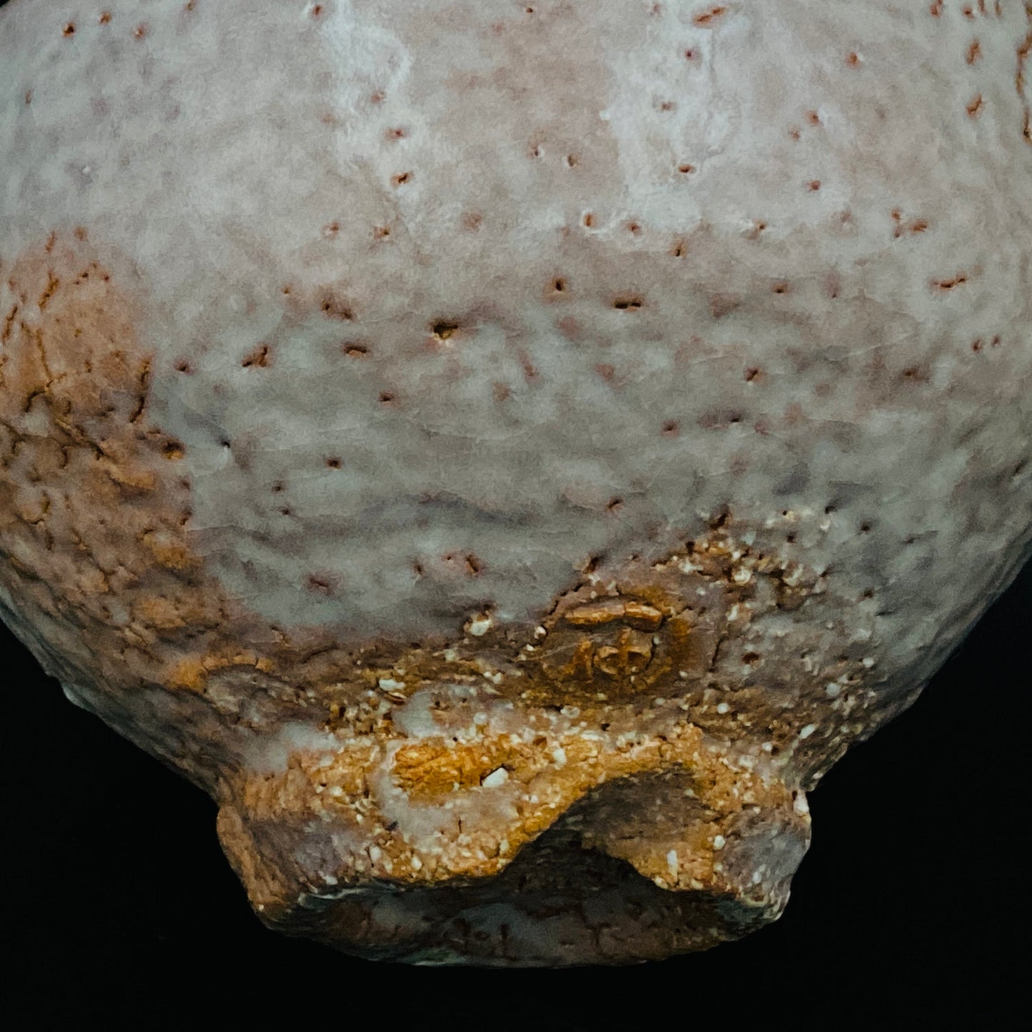 Purchased by Former Prime Ministers of Japan: Master Isshin Morishima, Hagi Ware Katamigawari Tea Bowl with Loquat-Toned Base and Shirahagi Glaze, Whisky Rock Glass-Style Sake Vessel #300