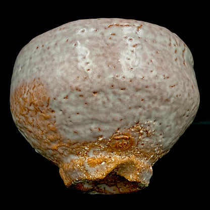 Purchased by Former Prime Ministers of Japan: Master Isshin Morishima, Hagi Ware Katamigawari Tea Bowl with Loquat-Toned Base and Shirahagi Glaze, Whisky Rock Glass-Style Sake Vessel #300