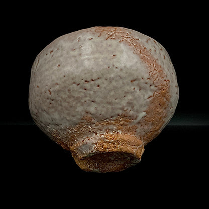Purchased by Former Prime Ministers of Japan: Master Isshin Morishima, Hagi Ware Katamigawari Tea Bowl with Loquat-Toned Base and Shirahagi Glaze, Whisky Rock Glass-Style Sake Vessel #300