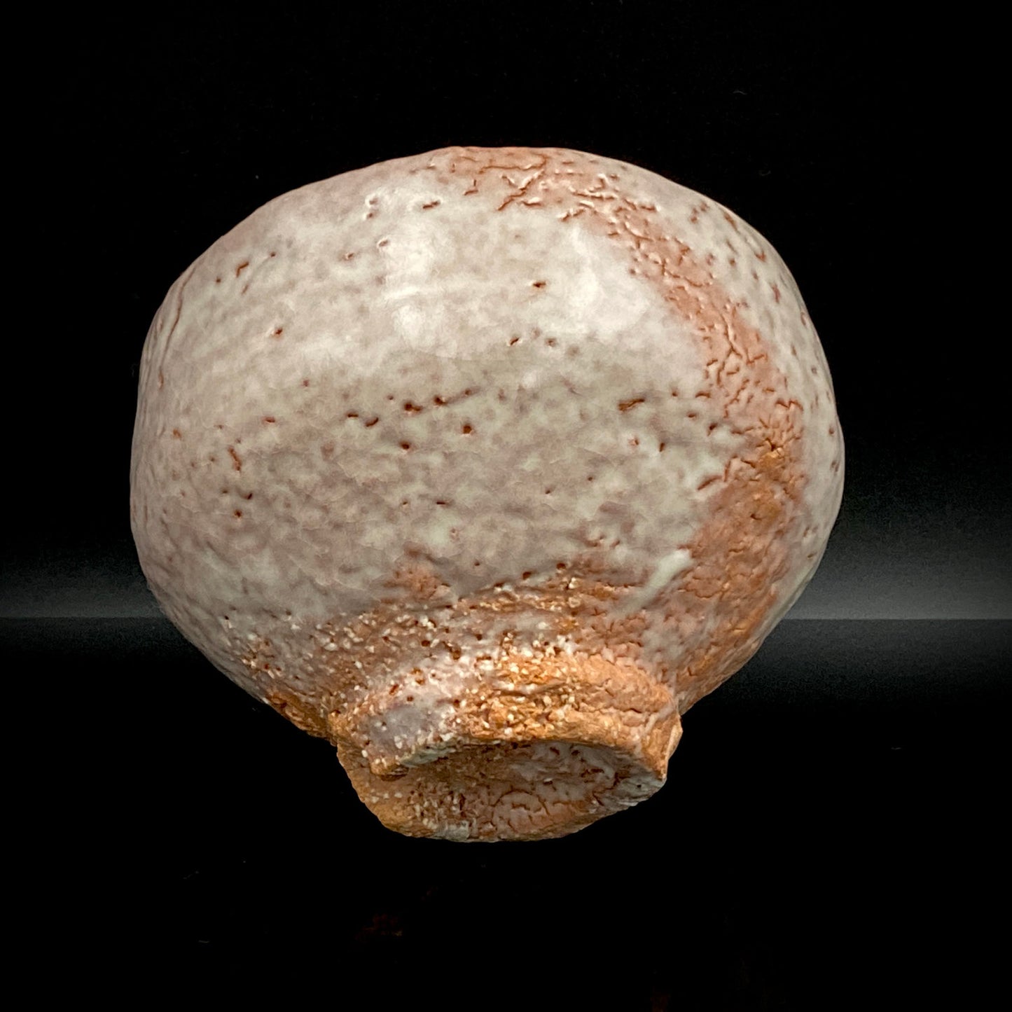 Purchased by Former Prime Ministers of Japan: Master Isshin Morishima, Hagi Ware Katamigawari Tea Bowl with Loquat-Toned Base and Shirahagi Glaze, Whisky Rock Glass-Style Sake Vessel #300