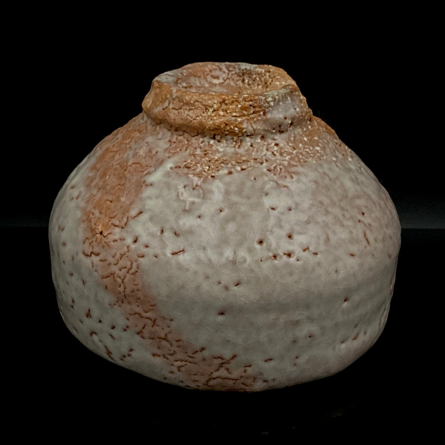Purchased by Former Prime Ministers of Japan: Master Isshin Morishima, Hagi Ware Katamigawari Tea Bowl with Loquat-Toned Base and Shirahagi Glaze, Whisky Rock Glass-Style Sake Vessel #300