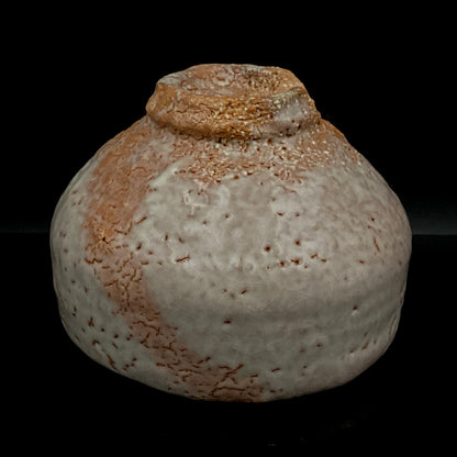 Purchased by Former Prime Ministers of Japan: Master Isshin Morishima, Hagi Ware Katamigawari Tea Bowl with Loquat-Toned Base and Shirahagi Glaze, Whisky Rock Glass-Style Sake Vessel #300