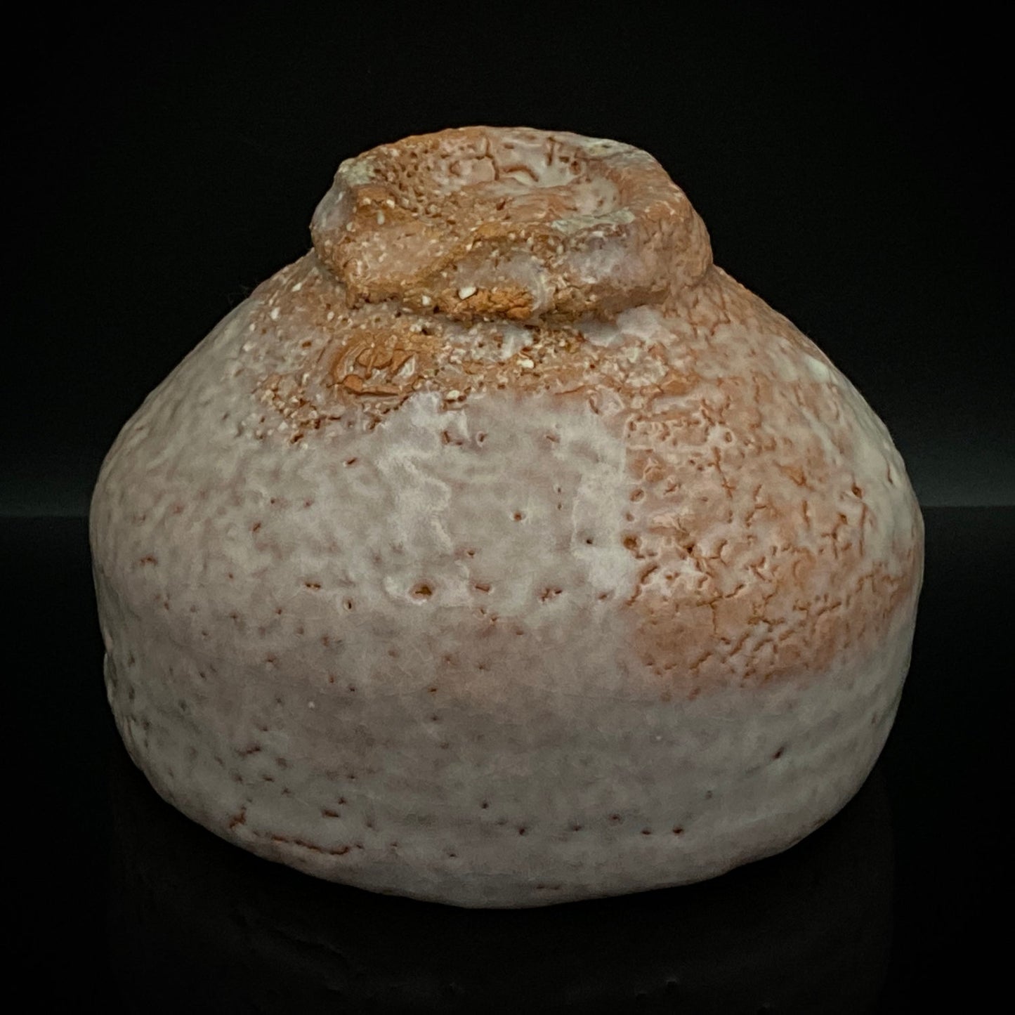 Purchased by Former Prime Ministers of Japan: Master Isshin Morishima, Hagi Ware Katamigawari Tea Bowl with Loquat-Toned Base and Shirahagi Glaze, Whisky Rock Glass-Style Sake Vessel #300