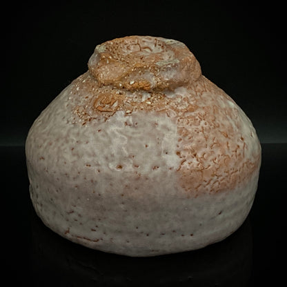 Purchased by Former Prime Ministers of Japan: Master Isshin Morishima, Hagi Ware Katamigawari Tea Bowl with Loquat-Toned Base and Shirahagi Glaze, Whisky Rock Glass-Style Sake Vessel #300