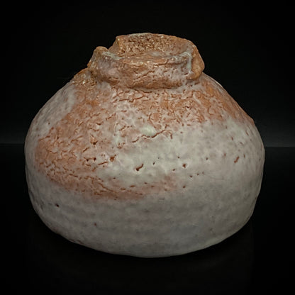 Purchased by Former Prime Ministers of Japan: Master Isshin Morishima, Hagi Ware Katamigawari Tea Bowl with Loquat-Toned Base and Shirahagi Glaze, Whisky Rock Glass-Style Sake Vessel #300