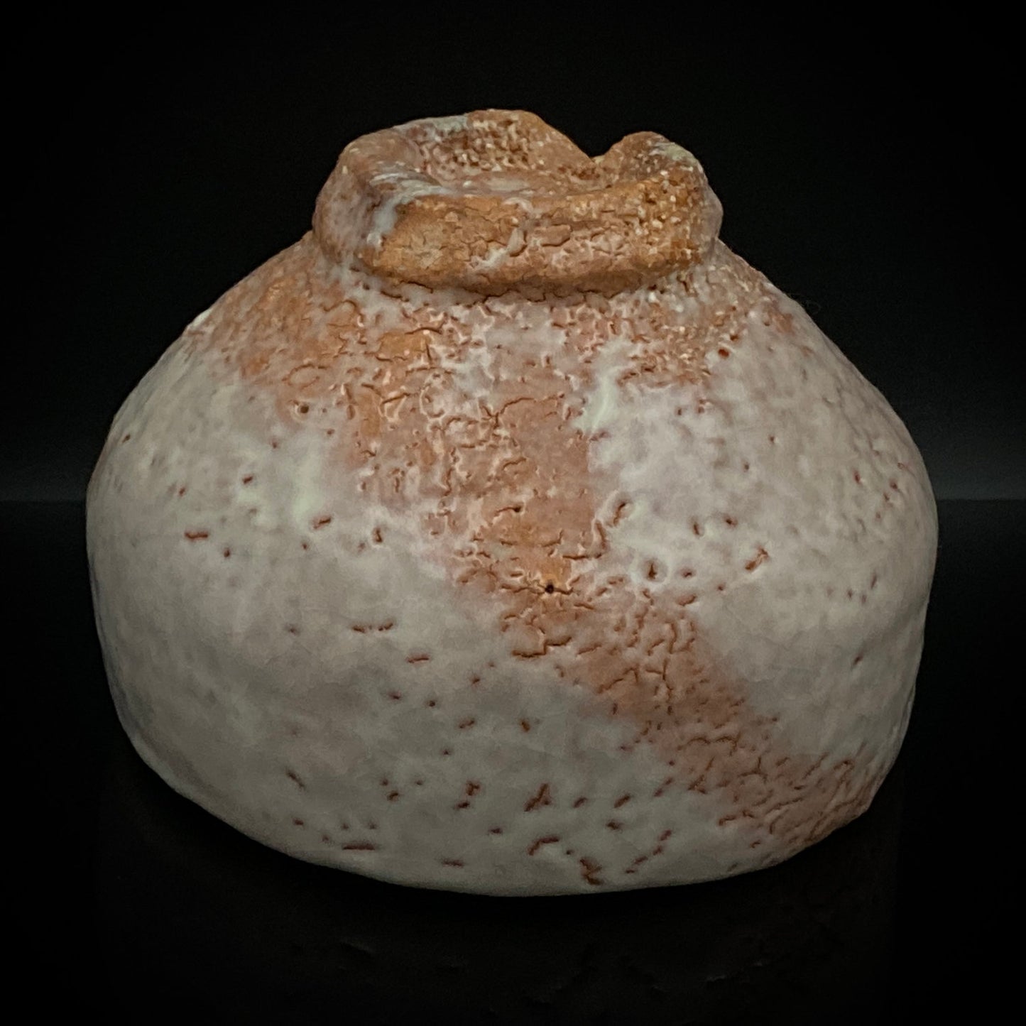 Purchased by Former Prime Ministers of Japan: Master Isshin Morishima, Hagi Ware Katamigawari Tea Bowl with Loquat-Toned Base and Shirahagi Glaze, Whisky Rock Glass-Style Sake Vessel #300