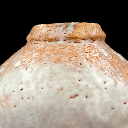 Purchased by Former Prime Ministers of Japan: Master Isshin Morishima, Hagi Ware Katamigawari Tea Bowl with Loquat-Toned Base and Shirahagi Glaze, Whisky Rock Glass-Style Sake Vessel #300