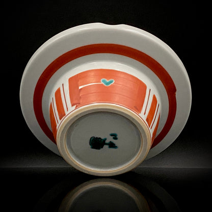 Nitten Prime Minister Award-Winning Artist Fujio Kitade, Kutani Ware Iroe Calligraphic Character Ashtray "Jitsugetsushin: Daily Renewal, Ever-New Alongside the Sun and Moon" #320