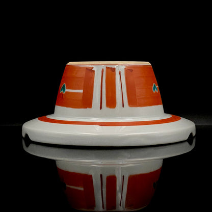 Nitten Prime Minister Award-Winning Artist Fujio Kitade, Kutani Ware Iroe Calligraphic Character Ashtray "Jitsugetsushin: Daily Renewal, Ever-New Alongside the Sun and Moon" #320