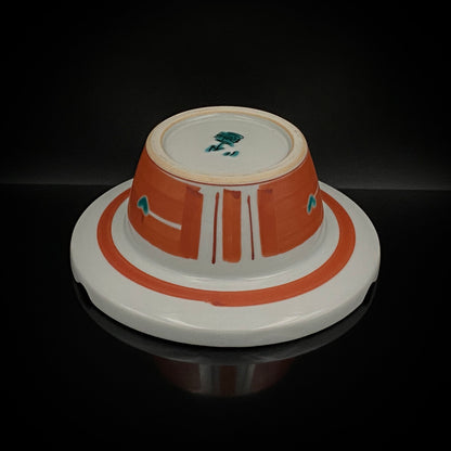 Nitten Prime Minister Award-Winning Artist Fujio Kitade, Kutani Ware Iroe Calligraphic Character Ashtray "Jitsugetsushin: Daily Renewal, Ever-New Alongside the Sun and Moon" #320