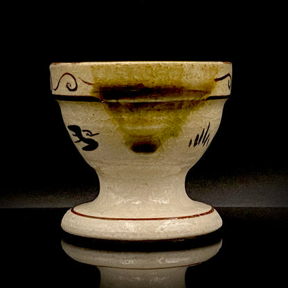 Restorer of the Legendary Meiji-Era Nishiura Ware: 5th-Generation Hiramasa Kiln Master Noritoshi Takagi, Oribe Iron-Painted Wave and Bird Motif Sake Vessel #287