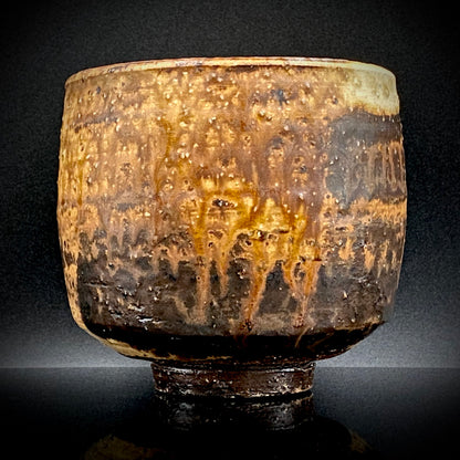 Prize Winner of the Minister of Education Award, Artist Permanently Collected in the Museum of Fine Arts, Boston - Mitsuo Kano: Iron-painted Hakeme Cylindrical Teabowl / Rock Glass #307