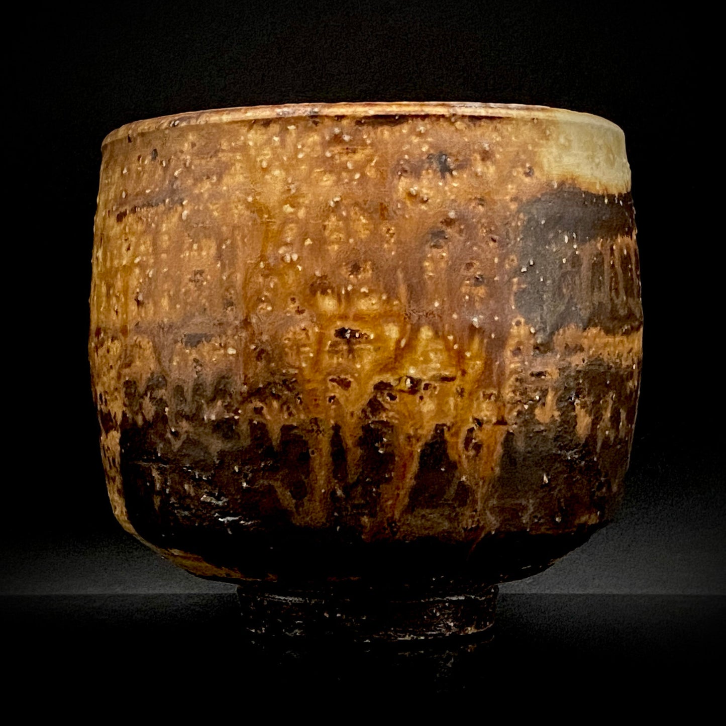 Prize Winner of the Minister of Education Award, Artist Permanently Collected in the Museum of Fine Arts, Boston - Mitsuo Kano: Iron-painted Hakeme Cylindrical Teabowl / Rock Glass #307