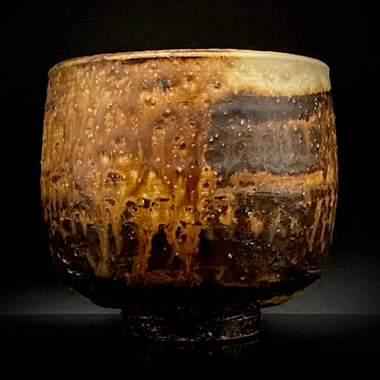Prize Winner of the Minister of Education Award, Artist Permanently Collected in the Museum of Fine Arts, Boston - Mitsuo Kano: Iron-painted Hakeme Cylindrical Teabowl / Rock Glass #307