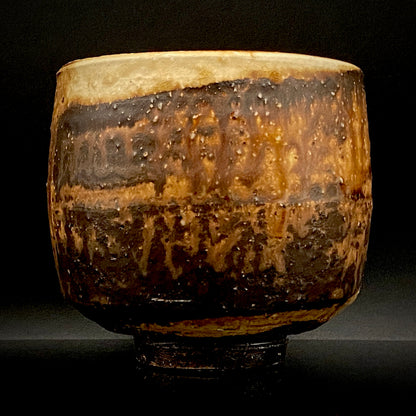 Prize Winner of the Minister of Education Award, Artist Permanently Collected in the Museum of Fine Arts, Boston - Mitsuo Kano: Iron-painted Hakeme Cylindrical Teabowl / Rock Glass #307